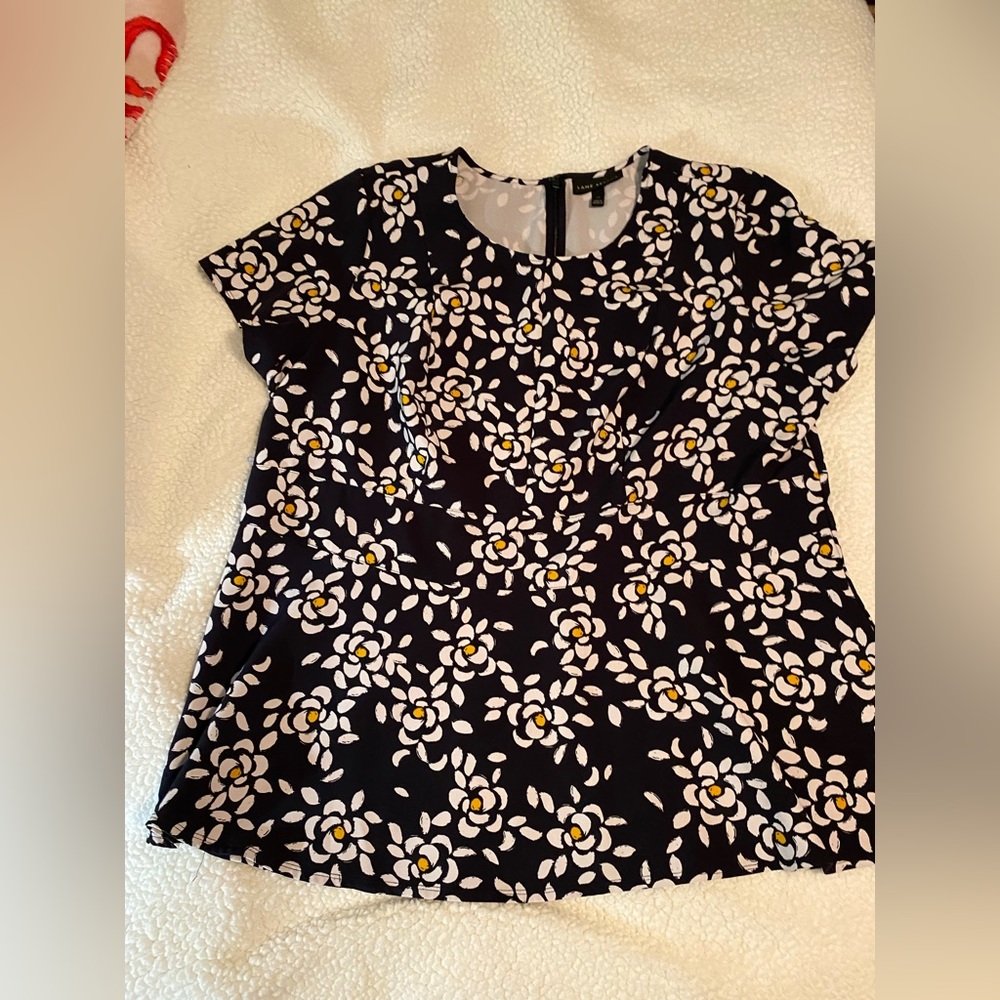 Lane Bryant Black and White Floral Blouse